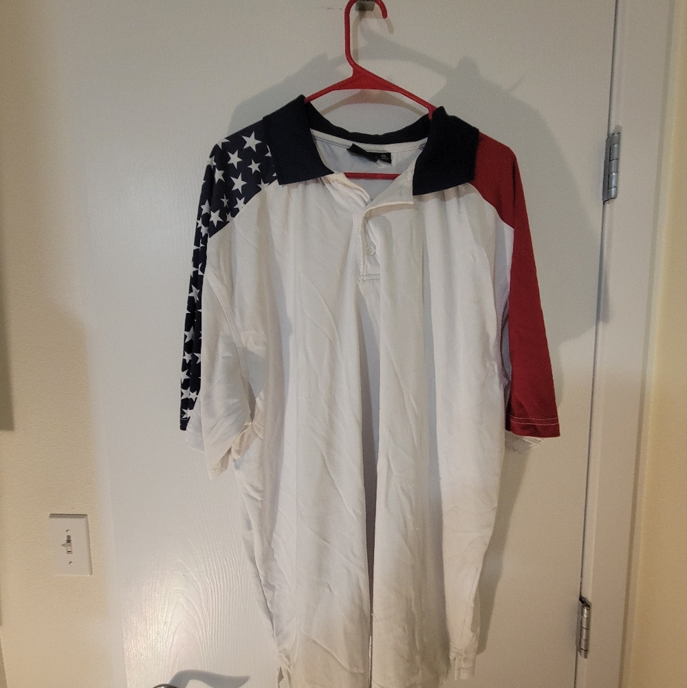 Classic Men's Red, White, and Blue Polo Shirt